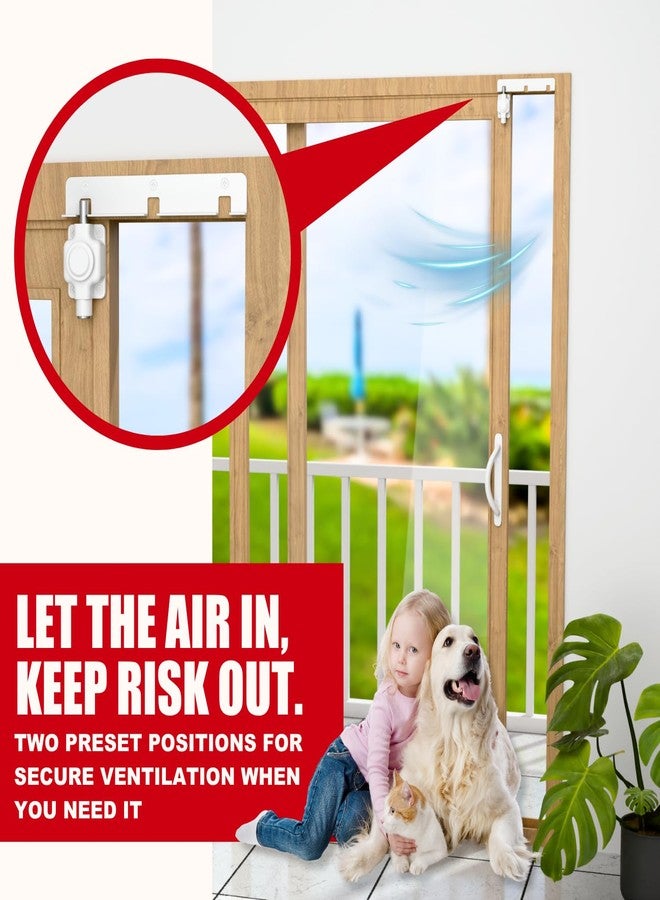 Securityman Sliding Door Lock | Sliding Glass Door Lock for Child Safety, Pet, Patio, & Adjustable Ventilation with Button Actuation, Metal Shaft - Image 3