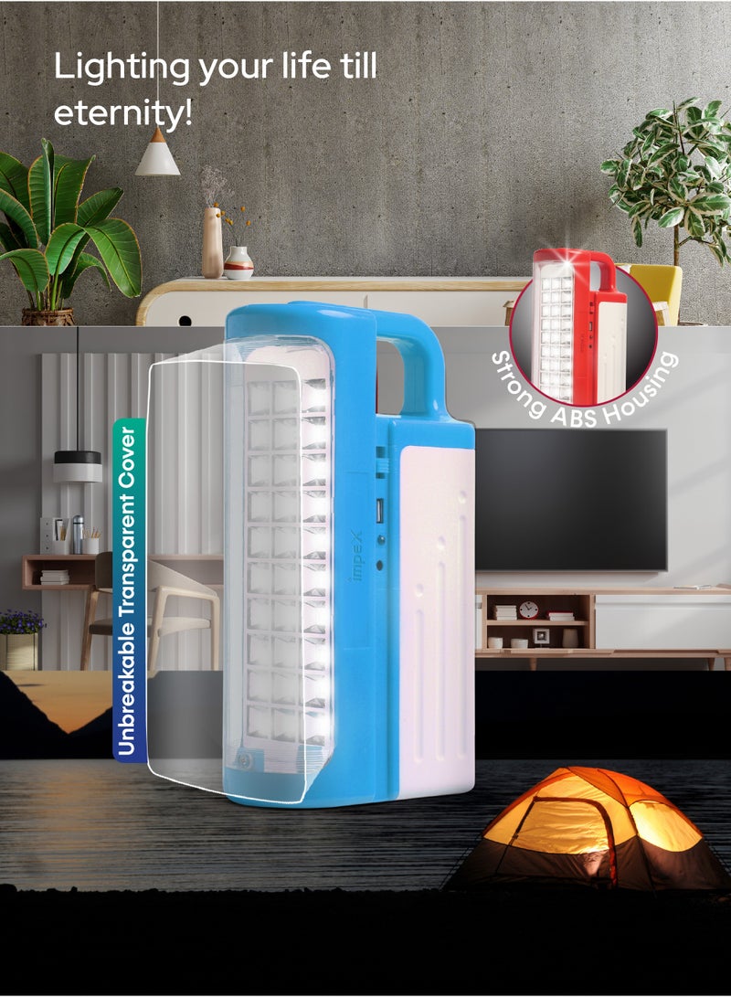 Impex Rechargeable LED Emergency Combo - 2 Pcs | 3D Reflector | 80 Hours Working Time | Power Bank Function | Solar Panel Charging | Unbreakable PG Glass | Portable Handle | 4V, 4500mAh | 30SMD LEDs  - Image 5