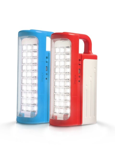 Rechargeable LED Emergency Combo - 2 Pcs | 3D Reflector | 80 Hours Working Time | Power Bank Function | Solar Panel Charging | Unbreakable PG Glass | Portable Handle | 4V, 4500mAh | 30SMD LEDs