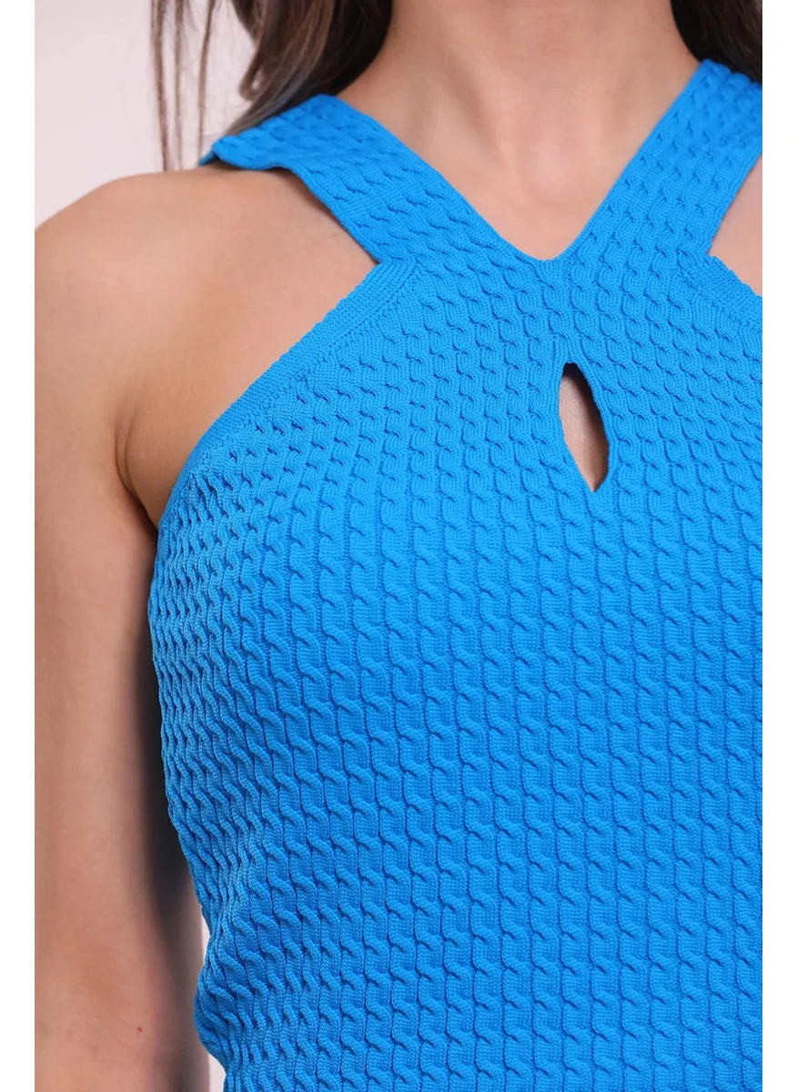 Gülseli Women's V Neck Thick Strap Backless Seasonal Knitwear Blouse