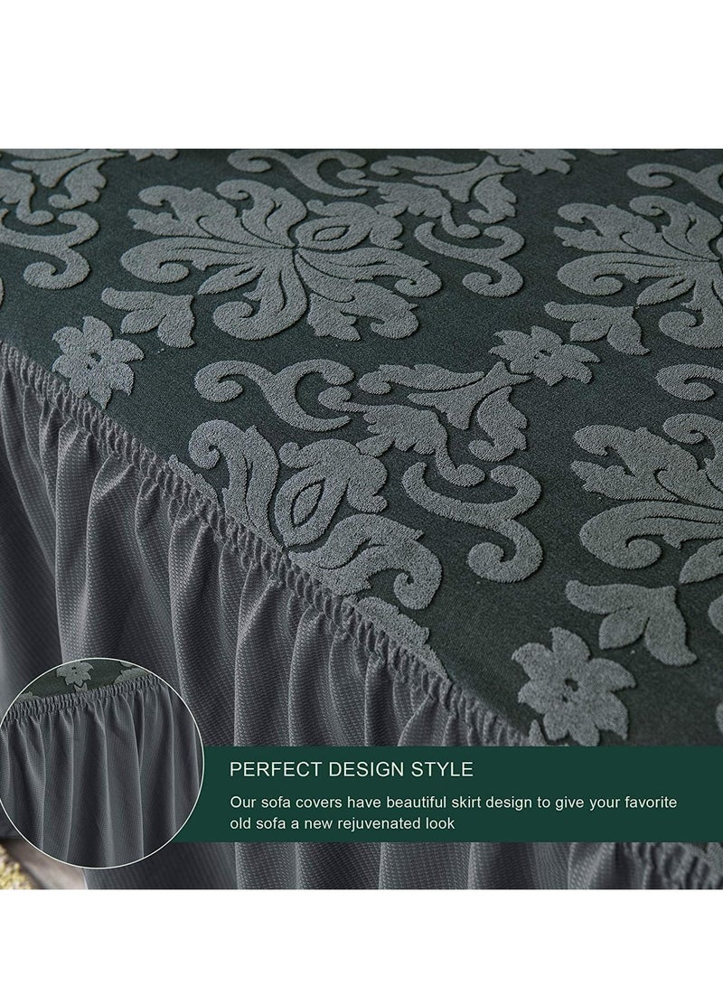 كيلا غطاء أريكة أنيق مع تنورة مكشكشة، أغطية أريكة جميلة، أغطية أريكة عالمية بنمط زهور عتيق لغرفة المعيشة - Image 5