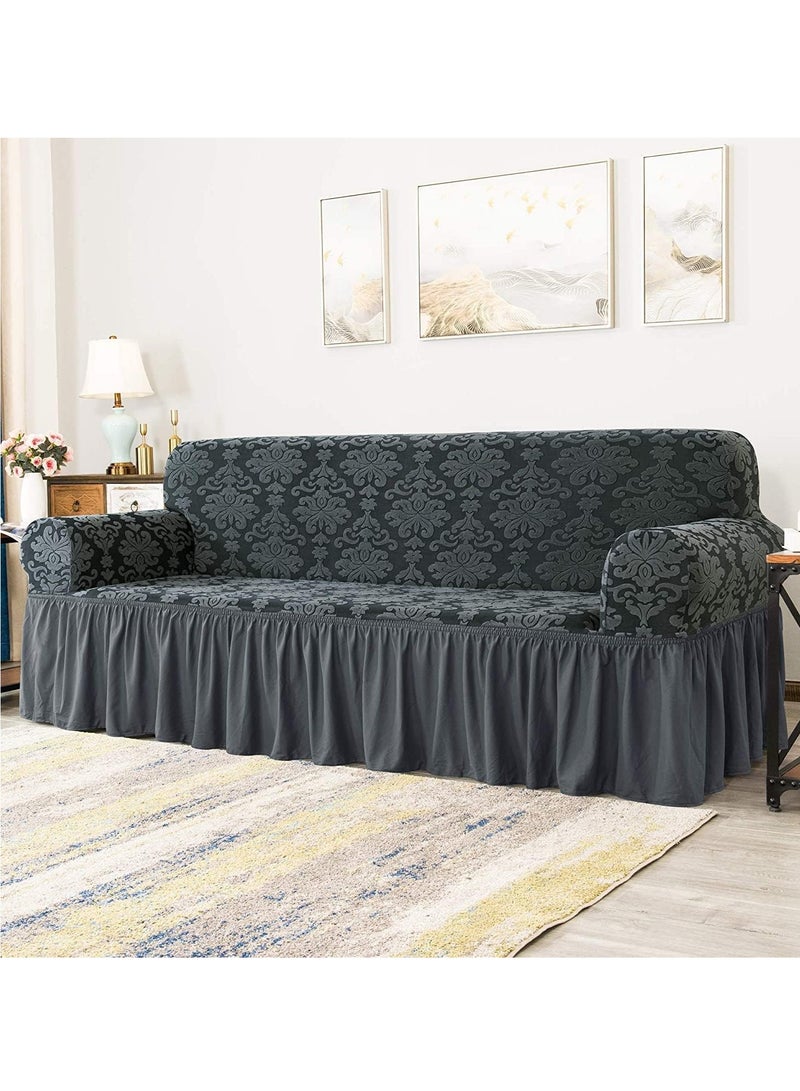 كيلا غطاء أريكة أنيق مع تنورة مكشكشة، أغطية أريكة جميلة، أغطية أريكة عالمية بنمط زهور عتيق لغرفة المعيشة - Image 3