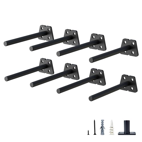 NEODROP 8Pack 4 Inch Hidden Floating Shelf Bracket Heavy Duty Blind Shelf Support Hardware Invisible Wall Brackets for Kitchen Fireplace Mantel Wood Shelves Black Powder Coated Solid Steel - Image 1