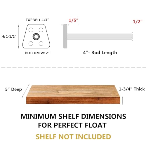 NEODROP 8Pack 4 Inch Hidden Floating Shelf Bracket Heavy Duty Blind Shelf Support Hardware Invisible Wall Brackets for Kitchen Fireplace Mantel Wood Shelves Black Powder Coated Solid Steel - Image 3