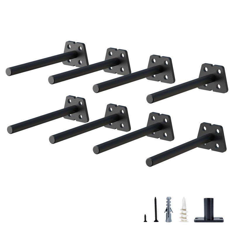 NEODROP 8Pack 4 Inch Hidden Floating Shelf Bracket Heavy Duty Blind Shelf Support Hardware Invisible Wall Brackets for Kitchen Fireplace Mantel Wood Shelves Black Powder Coated Solid Steel - Image 2