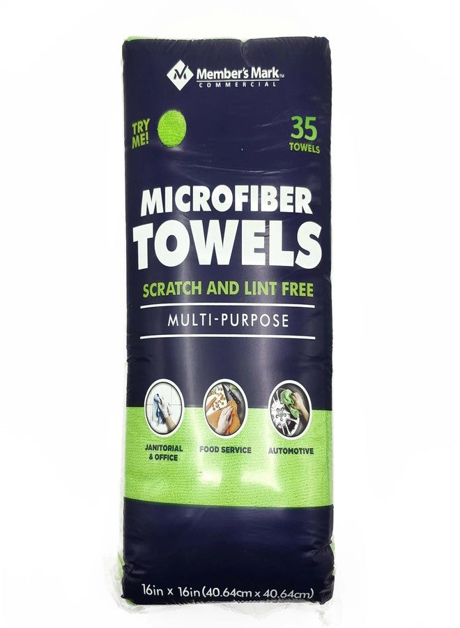 Members Mark Member's Mark Microfiber Cleaning Towels for Home, Kitchen, Car, Window (16" x 16".) (35 Ct, Green) - Image 1