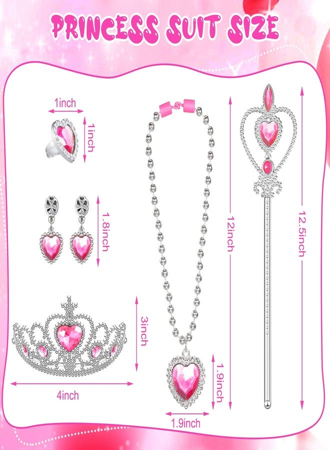 Cindeer 18 Sets Princess Jewelry Toys with Princess Crown Wand Necklace Earrings Rings Kids Jewelry for Girls Pretend Play Jewelry Princess Dress up Party Favors Blue Pink Purple 3 Colors - Image 2