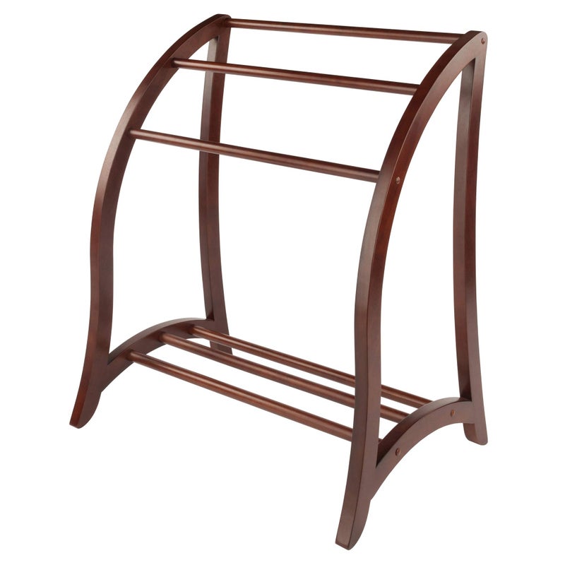 Winsome Wood Quilt Rack With 3 Rungs Antique Walnut 94036