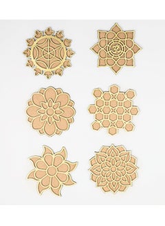 TOTA TOTA Rangoli Stencils – 4X4 inch Set of 6 MDF Rangoli Colour Stencils | Reusable 3D Rangoli Stencils  - Image 3