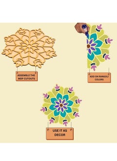 TOTA TOTA Rangoli Stencils – 4X4 inch Set of 6 MDF Rangoli Colour Stencils | Reusable 3D Rangoli Stencils  - Image 5