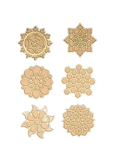 TOTA TOTA Rangoli Stencils – 4X4 inch Set of 6 MDF Rangoli Colour Stencils | Reusable 3D Rangoli Stencils  - Image 1