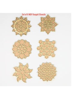 TOTA TOTA Rangoli Stencils – 4X4 inch Set of 6 MDF Rangoli Colour Stencils | Reusable 3D Rangoli Stencils  - Image 2