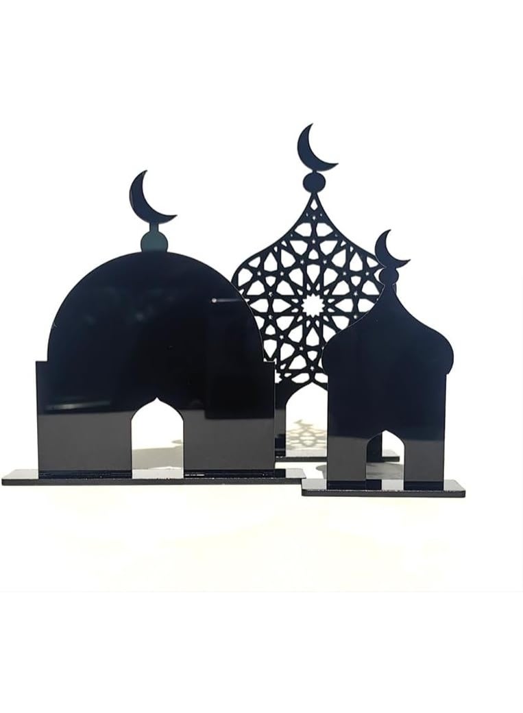 Eworld Ramadan Acrylic Table Decoration – 3‑Piece Eid Mubarak & Ramadan Kareem Set | Crescent Moon Islamic Decor | Reusable Home & Party Ornament - Image 4