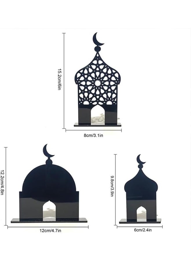 Eworld Ramadan Acrylic Table Decoration – 3‑Piece Eid Mubarak & Ramadan Kareem Set | Crescent Moon Islamic Decor | Reusable Home & Party Ornament - Image 2