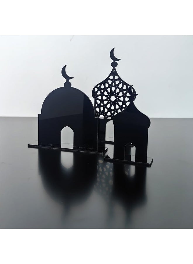 Eworld Ramadan Acrylic Table Decoration – 3‑Piece Eid Mubarak & Ramadan Kareem Set | Crescent Moon Islamic Decor | Reusable Home & Party Ornament - Image 3