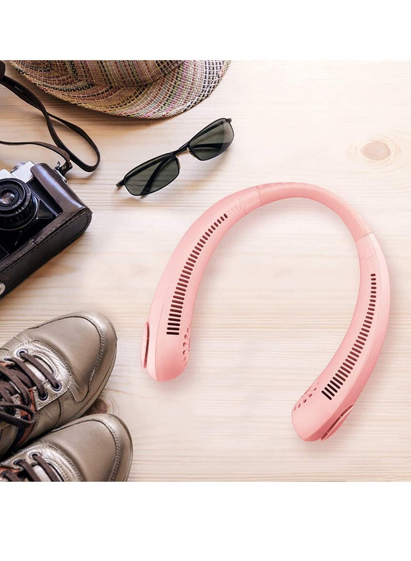 ELTRAZONE Portable Neck Fan, Hands Free Bladeless Cooling Hanging Fan, 3000mAh Rechargeable Mini Fan, 3 Speeds-Personal Air Conditioner for Outdoor, Travel, Office, Running...(Pink) - Image 1