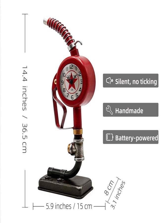 YOUKI Digital Clock, Desk Clock,Man Cave Decor,Steampunk Shelf Clock for Bedroom Livingroom,Home Cafe,Office,Silent No Ticking with Quartz Movement, Gift for Men, Red - Image 2