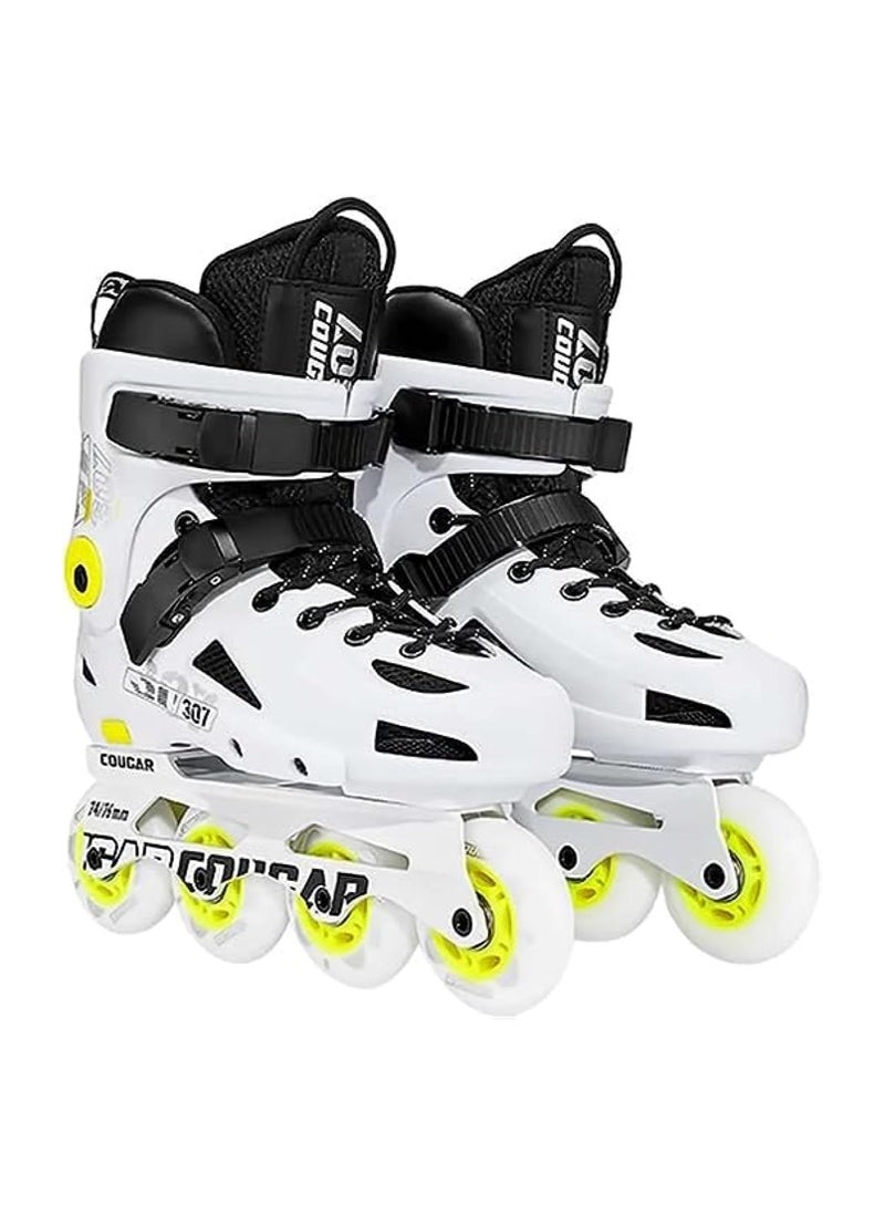 Cougar COUGAR Roller Skate Shoe Cougar Model 307 For Adult Adjustable Roller Skates with 4 Illuminating Pu Wheels, Outdoors and Indoors Roller Blades for Boys Girls Beginners Color : White Size : 45  - Image 1