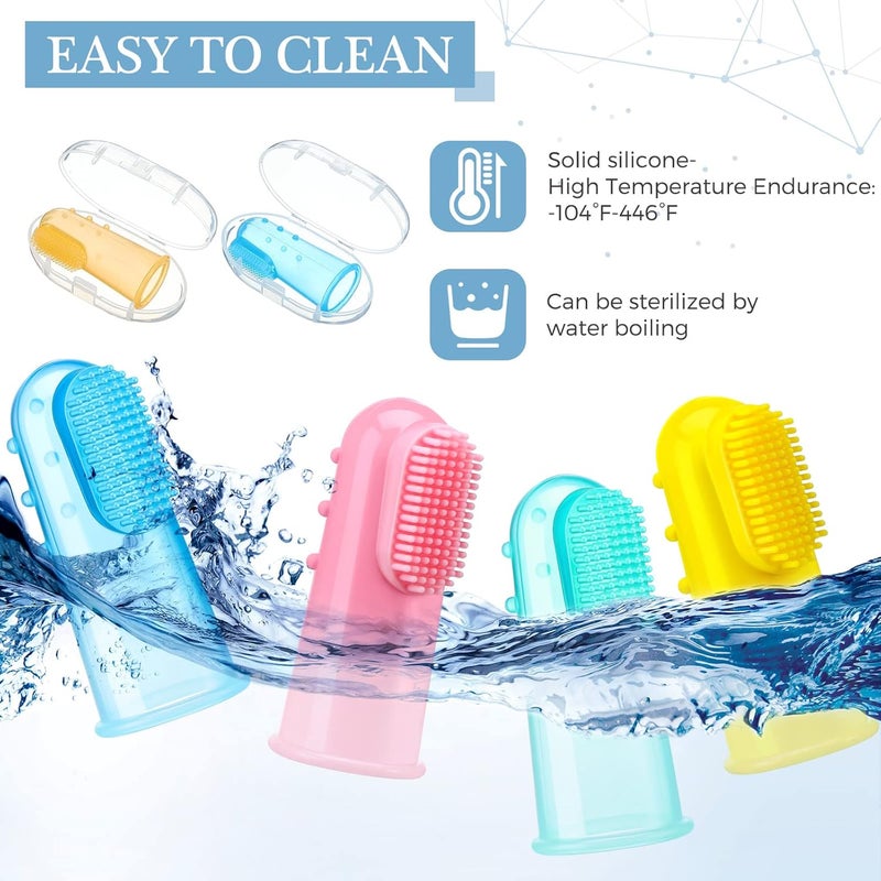 Zopeal 8 Sets Baby Finger Toothbrush for Toddler Kids Silicone Soft Finger Toothbrush for Infant Toddler Training Teething Oral Cleaning Massaging - Image 5