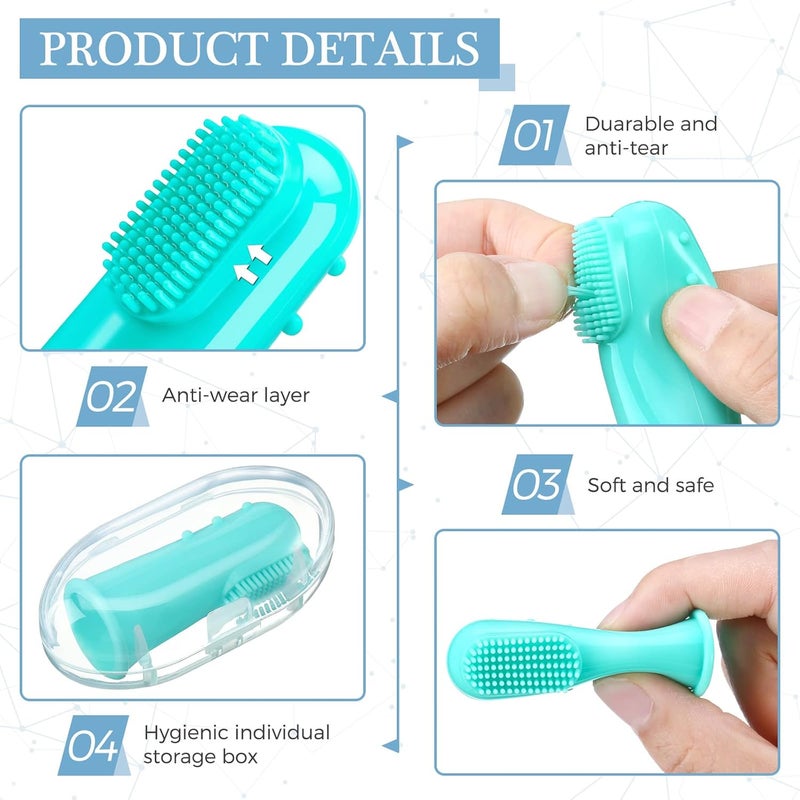 Zopeal 8 Sets Baby Finger Toothbrush for Toddler Kids Silicone Soft Finger Toothbrush for Infant Toddler Training Teething Oral Cleaning Massaging - Image 4