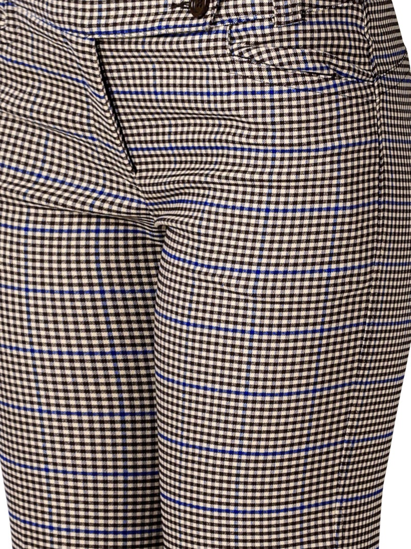 MixMatchy Women's Ultra Stretch Plaid Bootcut Dress Pants Work Business Office Trousers Brown Blue Plaid 25 L - Image 2