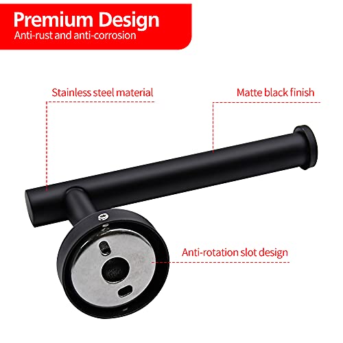 Mdvora 2pcs Matte Black Toilet Paper Holder and Towel Ring Set, Stainless Steel Hand Towel Holder and Towel Hanger with Hardware Pack - Image 4