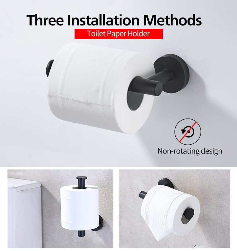 Mdvora 2pcs Matte Black Toilet Paper Holder and Towel Ring Set, Stainless Steel Hand Towel Holder and Towel Hanger with Hardware Pack - Image 3