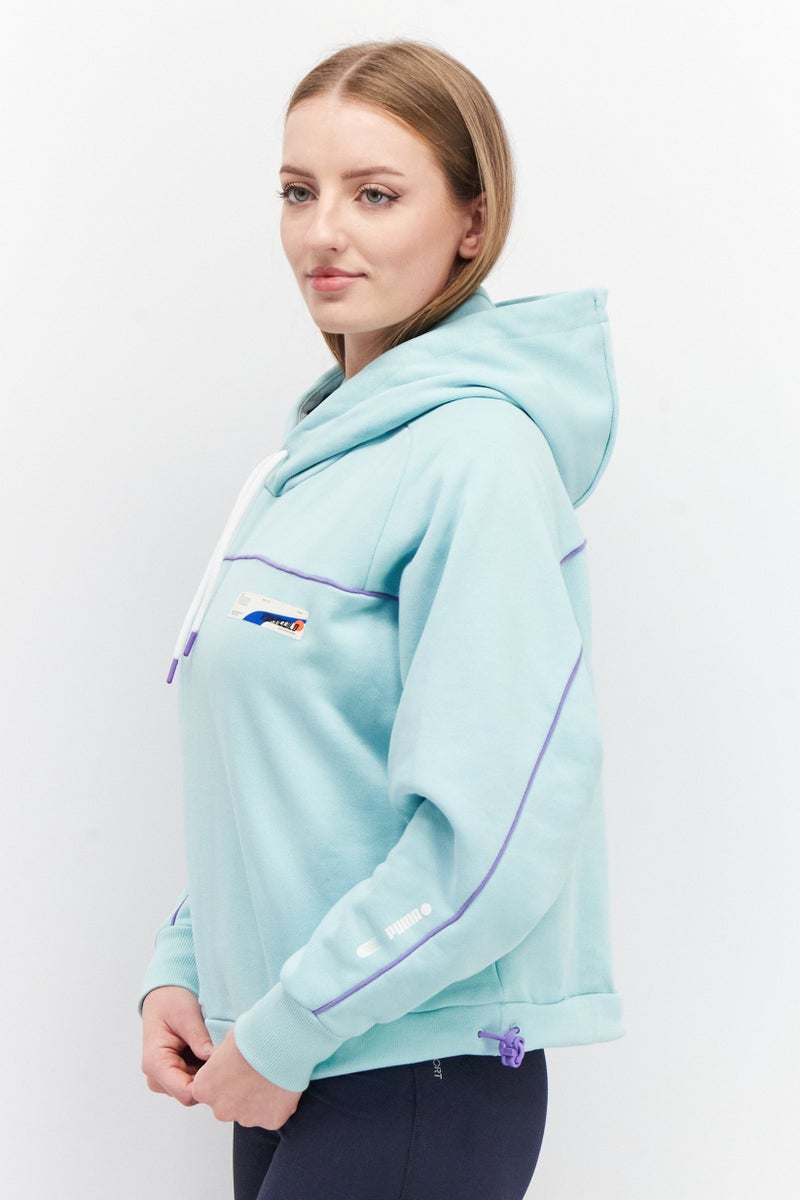 PUMA Women Sportswear Fit Hooded Graphic Sweatshirt, Blue  - Image 3