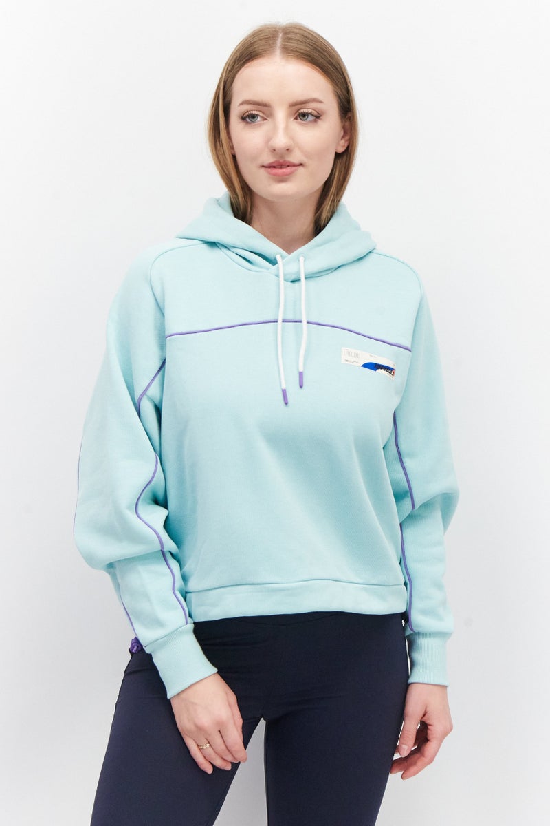 PUMA Women Sportswear Fit Hooded Graphic Sweatshirt, Blue  - Image 1