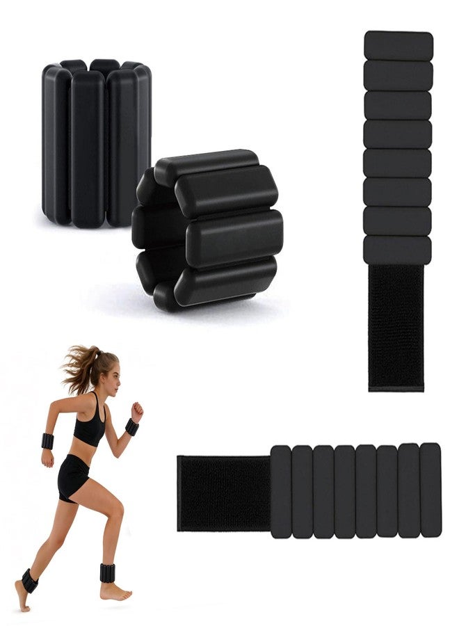 MANO 4pcs Adjustable Wrist and Ankle Weights for Women 1 lb Each Stength Training Weights for Arms and Legs Wearable Wrist Straps for Weightlifting, Running, Walking, Fitness, Yoga Black - Image 1