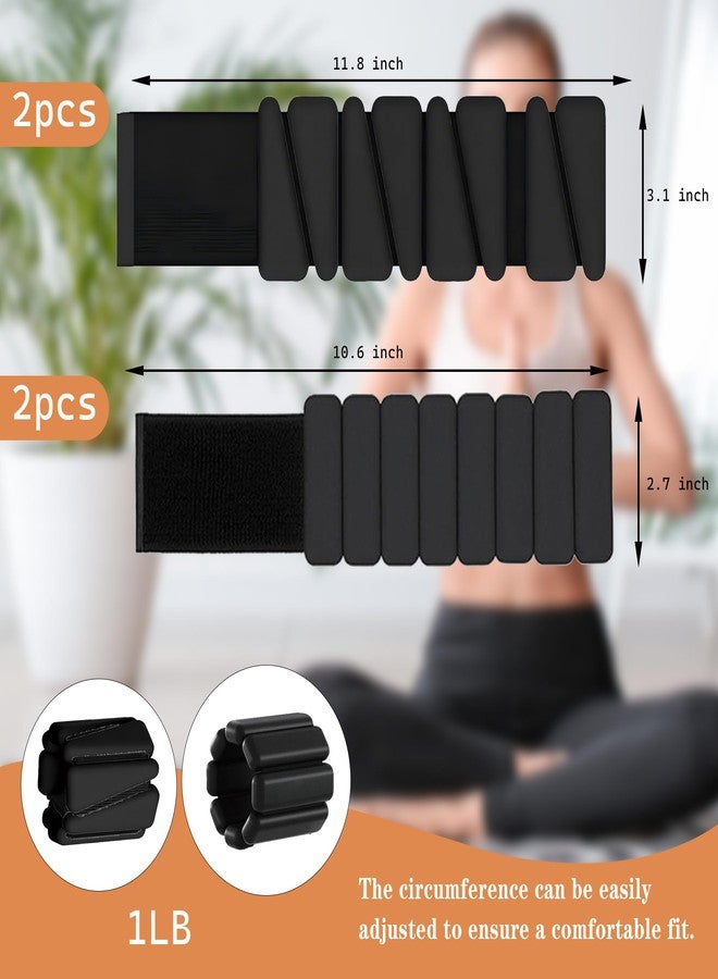 MANO 4pcs Adjustable Wrist and Ankle Weights for Women 1 lb Each Stength Training Weights for Arms and Legs Wearable Wrist Straps for Weightlifting, Running, Walking, Fitness, Yoga Black - Image 2