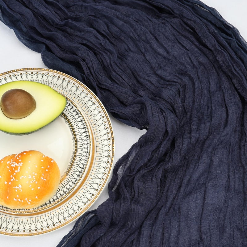 CKIKU 6 Pack 10FT Navy Blue Cheesecloth Table Runner 120 Inch Long Gauze Rustic Boho Cheese Cloth Table Runner Sheer Fabric for Wedding Party Birthday Bridal Baby Shower Centerpiece Home Decor - Image 5