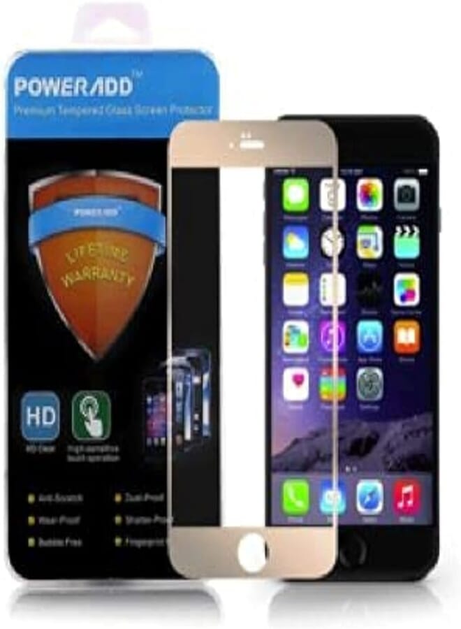 Poweradd Screen Protector Tempered Glass Gold for iPhone 6 Plus