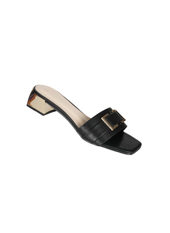 ZAYNA 221-56 Zayna Ladies  Fashion Mid Heel Slip on 18F4088-8 Black  - Image 1