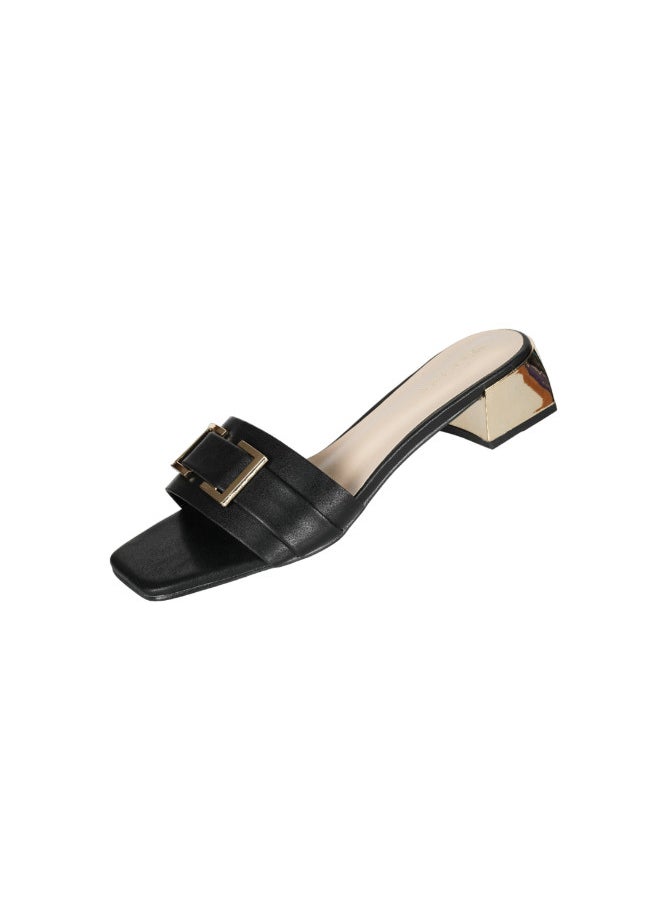 ZAYNA 221-56 Zayna Ladies  Fashion Mid Heel Slip on 18F4088-8 Black  - Image 3