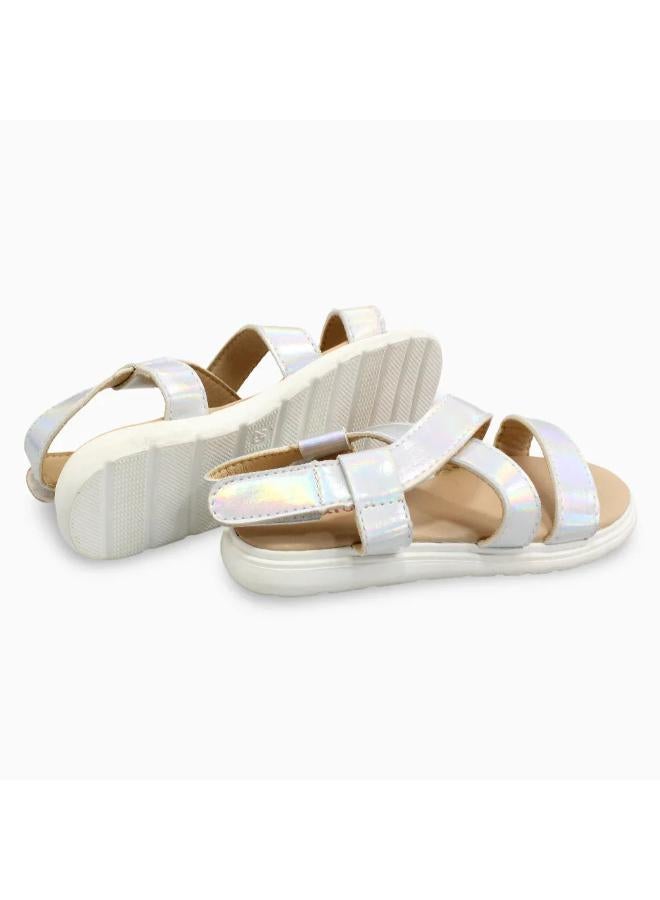 Girls Leather Sandals – Silver - Image 3