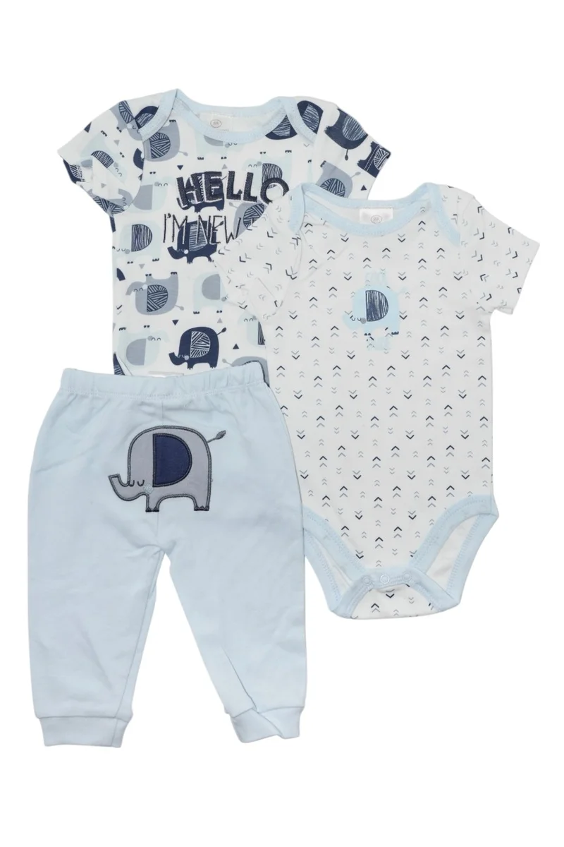 بمبىمىشى Bambimici Elephant Print Short Sleeve with Pyjama 3-Piece