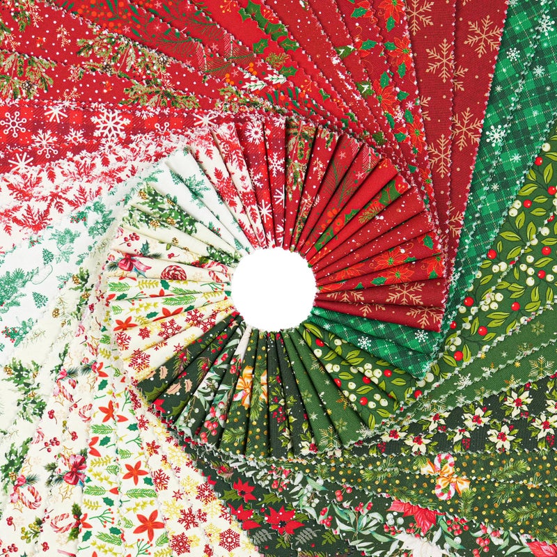 Craftido-18 Options-100% Cotton Jelly Roll Fabric Precut Strips for Quilting, Crafting, and Sewing, 40 Strips 2.5" x 44" Assorted Bundles for Rugs, Quilts, DIY Crafts and Home Decor-Winter Christmas - Image 2
