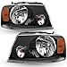 TUSDAR Headlight Assembly Set for 20042008 Ford F150 Pickup 20062008 Lincoln Mark LT Driver and Passenger Side Black Housing with Amber Reflector - Image 2