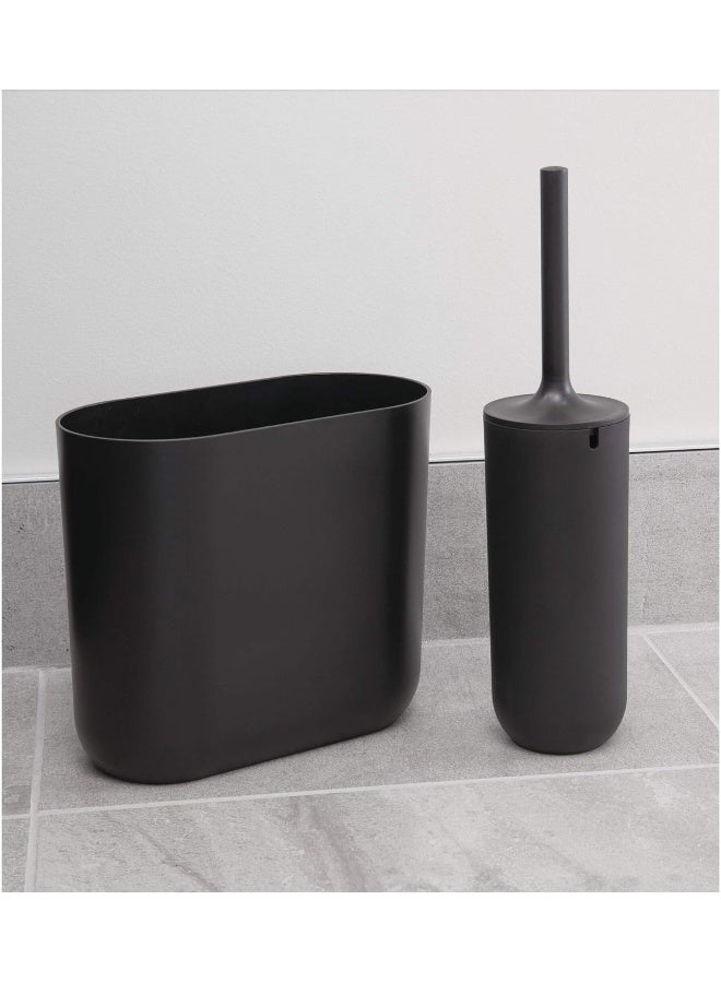 iDesign Slim Oval Plastic Waste Basket The Cade Collection  1056 x 55 x 977 Matte Black - Image 3