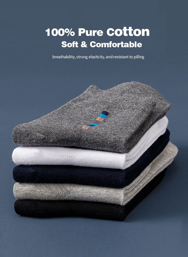 infino 5 أزواج الرجال 100٪ القطن جوارب الطاقم: منتصف الجوارب، واللباس الجوارب، والرطوبة التوصيل، ومناسبة لجميع الفصول، نمط مخطط في مجموعة متنوعة من الألوان لملابس عادية الأعمال - Image 2