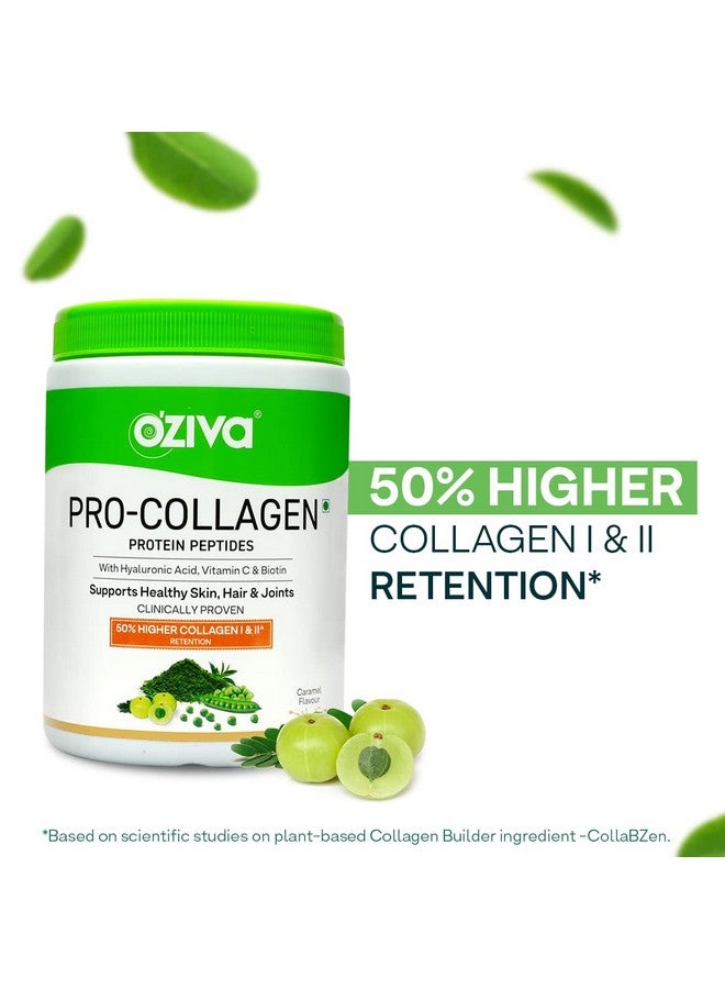 OZiva OZiva Pro-Collagen Protein Peptides For Improved Skin & Hair Health,Collagen Peptides With Types I & Ii With Vitamin C,Hyaluronic Acid & Biotin,500G,Caramel,Pack Of 2-Powder,2 count,25 servings - Image 2