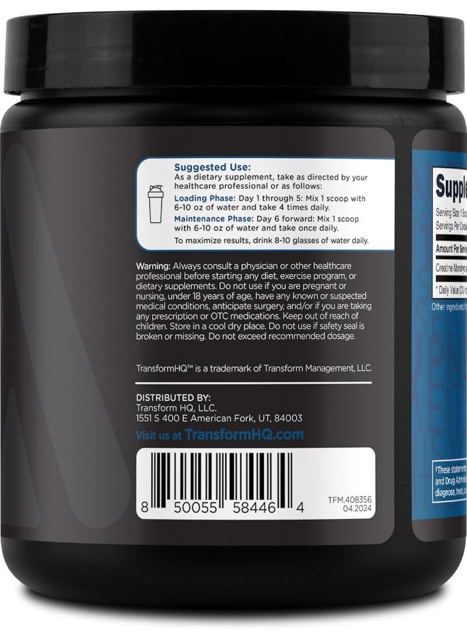 TransformHQ TransformHQ Creatine Monohydrate Powder (60 Servings) Unflavored - 5000mg Per Serving  - Image 3
