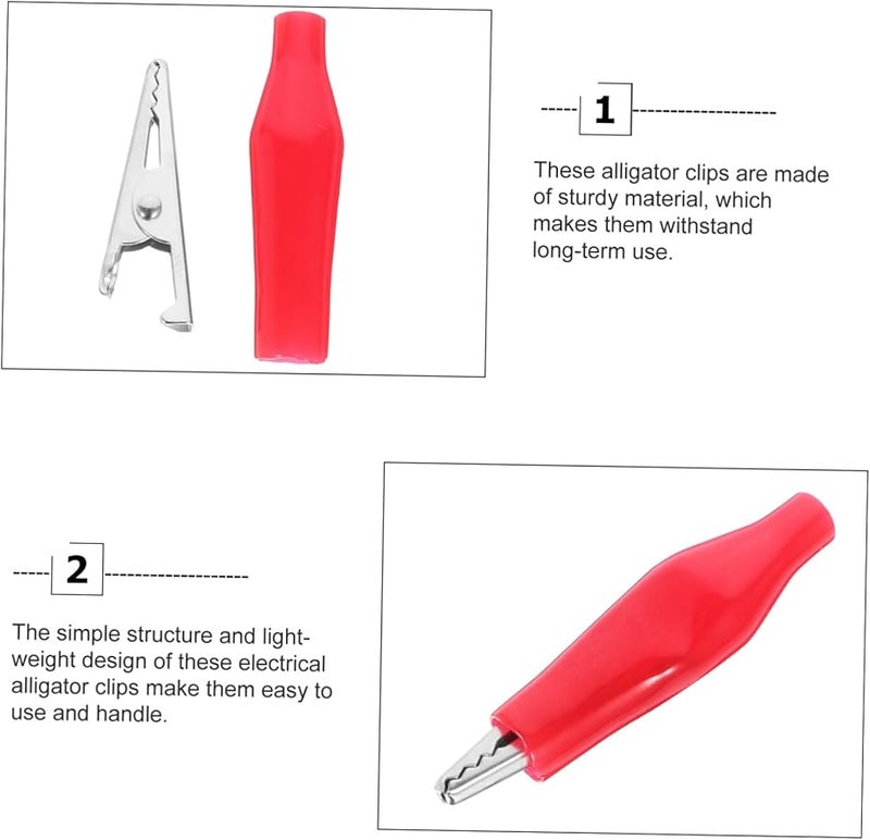 مشابك التمساح الحمراء 100 قطعة مشابك كهربائية غير تالفة لاختبار اللحام وملحقات السيارات - Image 3