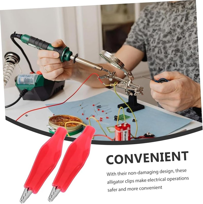 مشابك التمساح الحمراء 100 قطعة مشابك كهربائية غير تالفة لاختبار اللحام وملحقات السيارات - Image 4