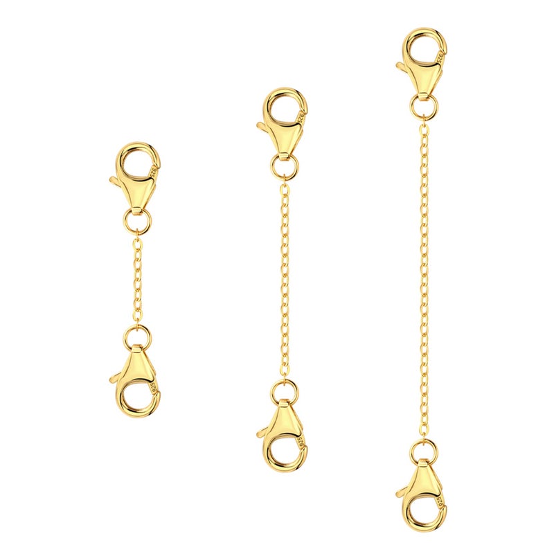 Lancharmed Gold Necklace Extender With Double Lobster Clasp  Durable Sturdy Removable Chain for Jewelry Making  Bracelet Anklet Extender 1 2 3 Inch