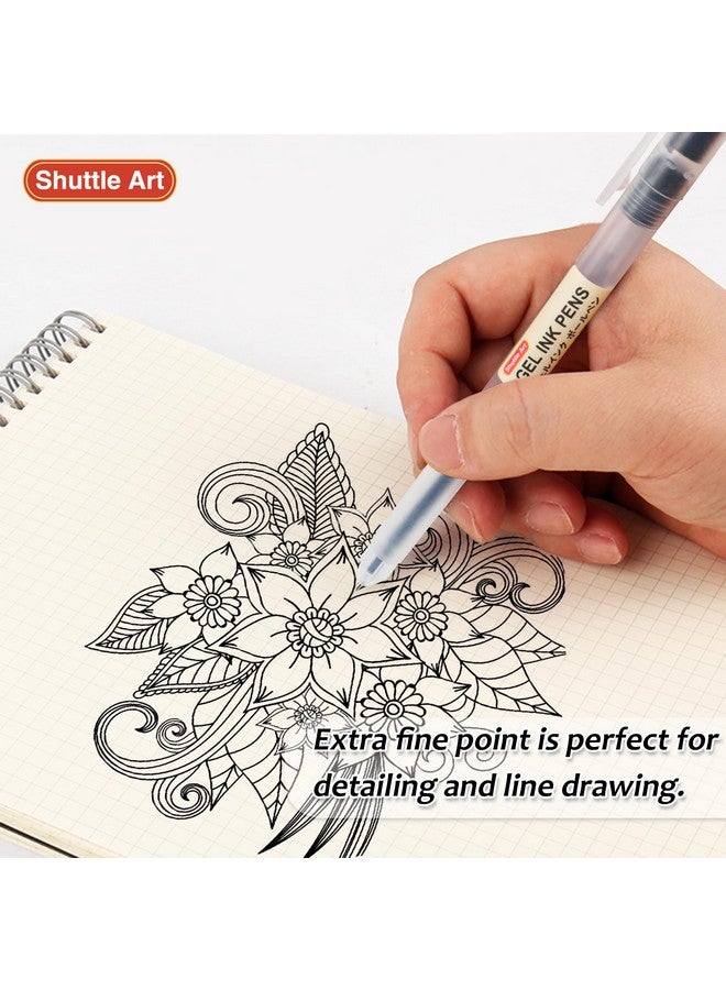 Shuttle Art Gel Ink Ball Point Pens, 15 Pack Black Japanese Style Pens, 0.38Mm Extra-Fine Ballpoint Pens For Home, School And Office  - Image 5