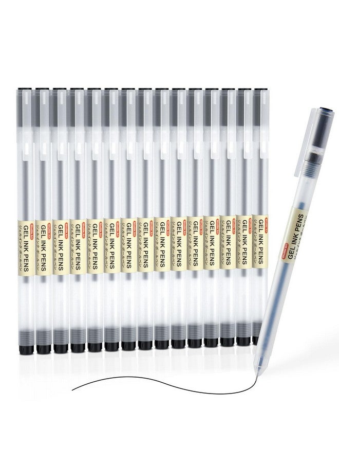 Shuttle Art Gel Ink Ball Point Pens, 15 Pack Black Japanese Style Pens, 0.38Mm Extra-Fine Ballpoint Pens For Home, School And Office  - Image 1