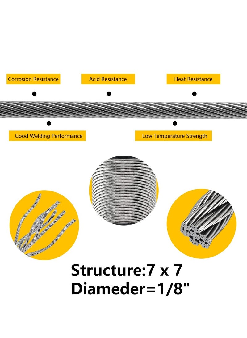 كابل من الفولاذ المقاوم للصدأ مع قواطع كابل 7x7 خيوط كابل من الفولاذ المقاوم للصدأ لبناء كابل الطائرات لدرابزين السطح ودرابزين السلم والدعائم وسياج الشرفة - Image 3