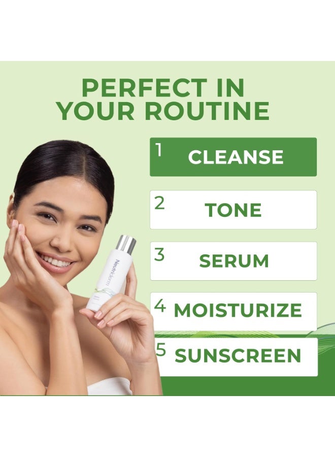 نيوتري ديرم غسول الوجه المزيل للسموم، غسول الوجه المقشر اللطيف بحمض الجليكوليك و حمض الجليكوليك و حمض الصوديوم لبشرة متوهجة، غسول الوجه المرطب للغاية-غسول الوجه بحمض الجليكوليك للبشرة العادية إلى الدهنية-120 مل - Image 3